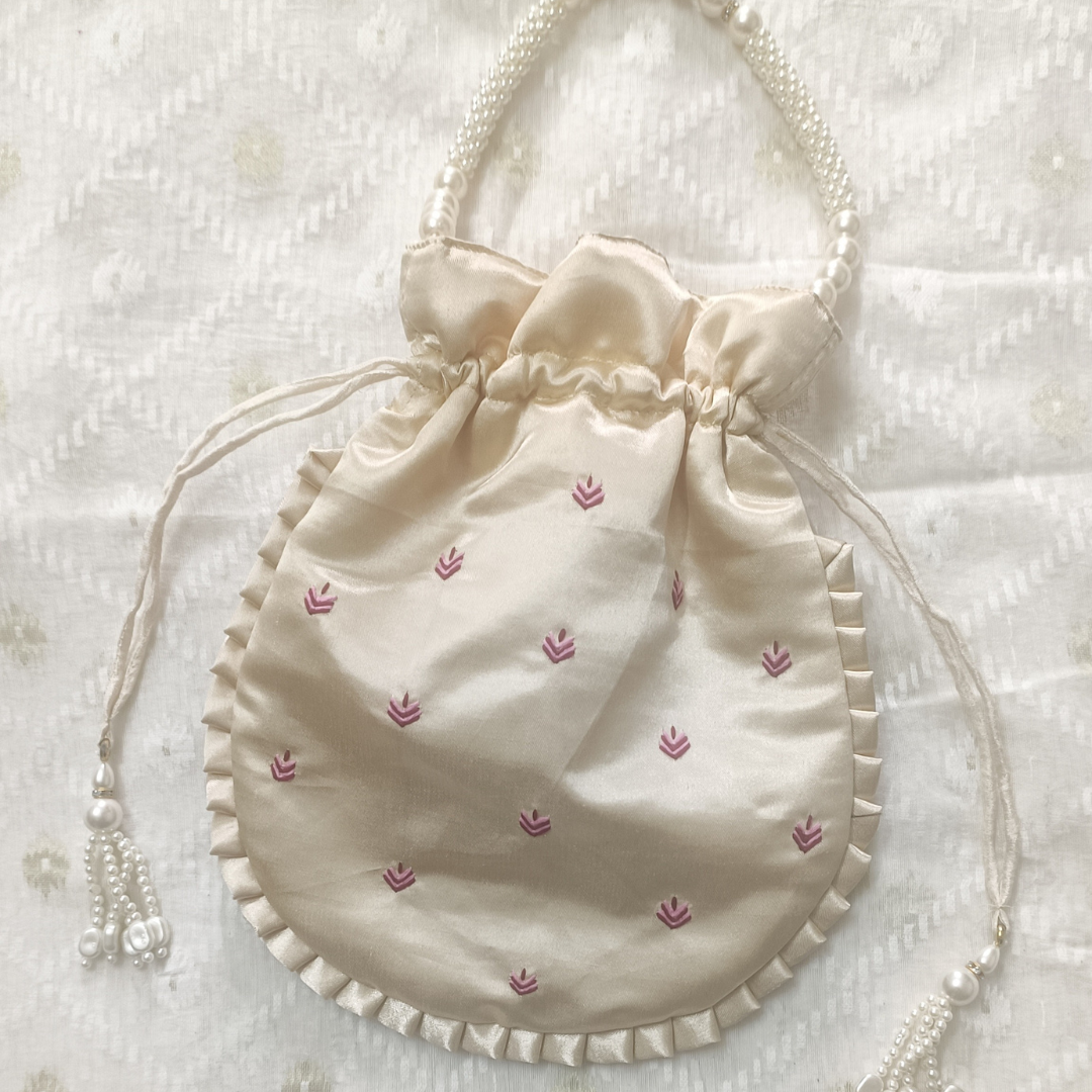 Buy Beige Colour Shreenathji Potli Bag | Godhuli