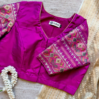 Magenta Patola Sleeves Readymade Blouse | Godhuli