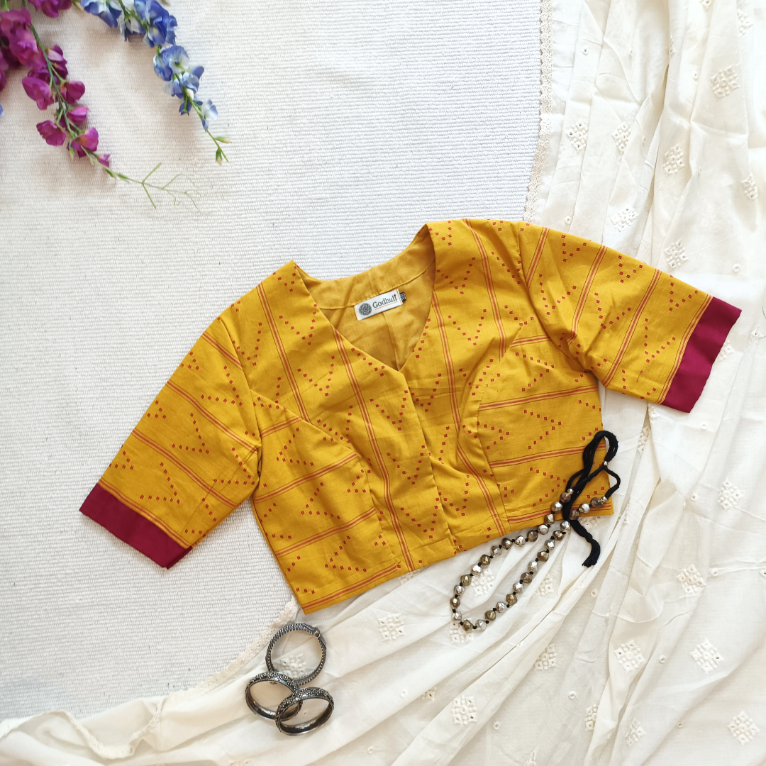 Yellow Jaquard Blouse