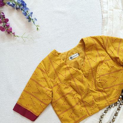 Yellow Jaquard Blouse