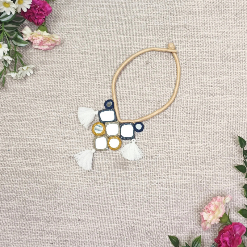 Buy Handcrafted Mirrorwork Beige Dori Neckpiece | Godhuli