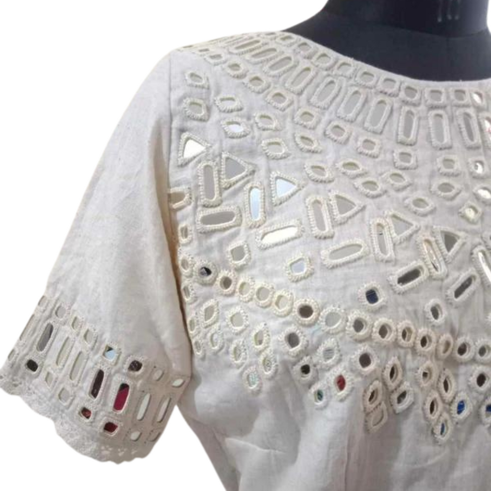 Buy Ivory Blouse with Hand Embroidered Mirror Work Blouse Combo | Perfect for B2B Orders