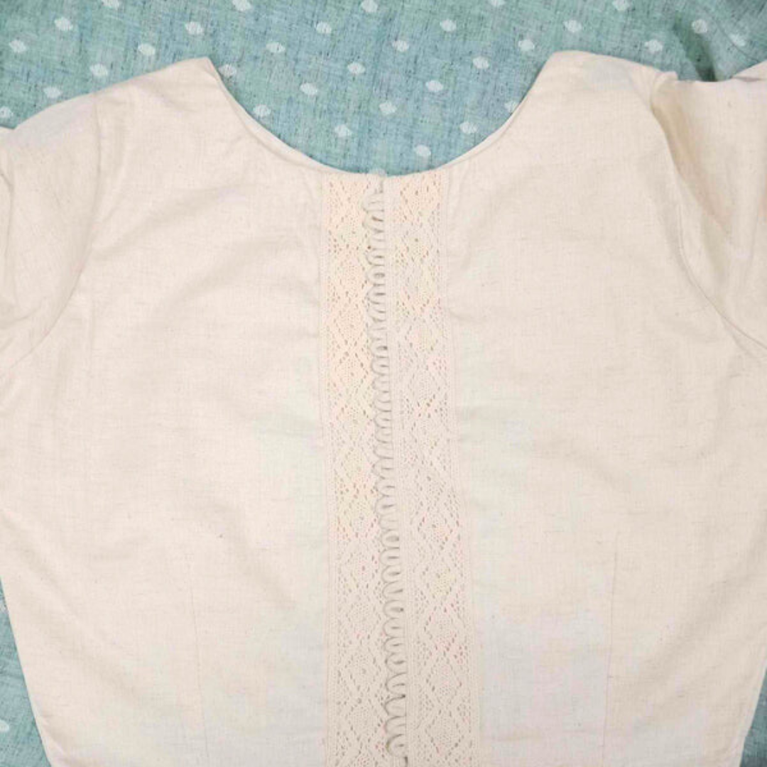 Ivory Blouse with Hand Embroidered Mirror Work