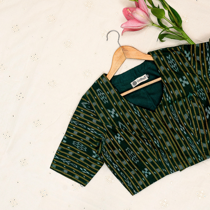 Leaf Green Mercerised Ikat Blouse