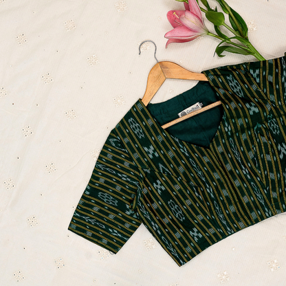 Leaf Green Mercerised Ikat Blouse