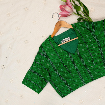 Moss Green Mercerised Ikat Blouse