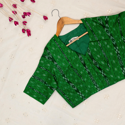 Moss Green Mercerised Ikat Blouse