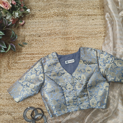 Ash Grey Banarasi Brocade Blouse