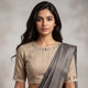 Beige Colour Khakhi Readymade Blouse with Mirror Work | Godhuli