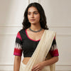 Black Blouse with Pink Red Ikat Readymade Blouse | Godhuli