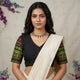 Black Colour Readymade Blouse with Jacquard Sleeves | Godhuli