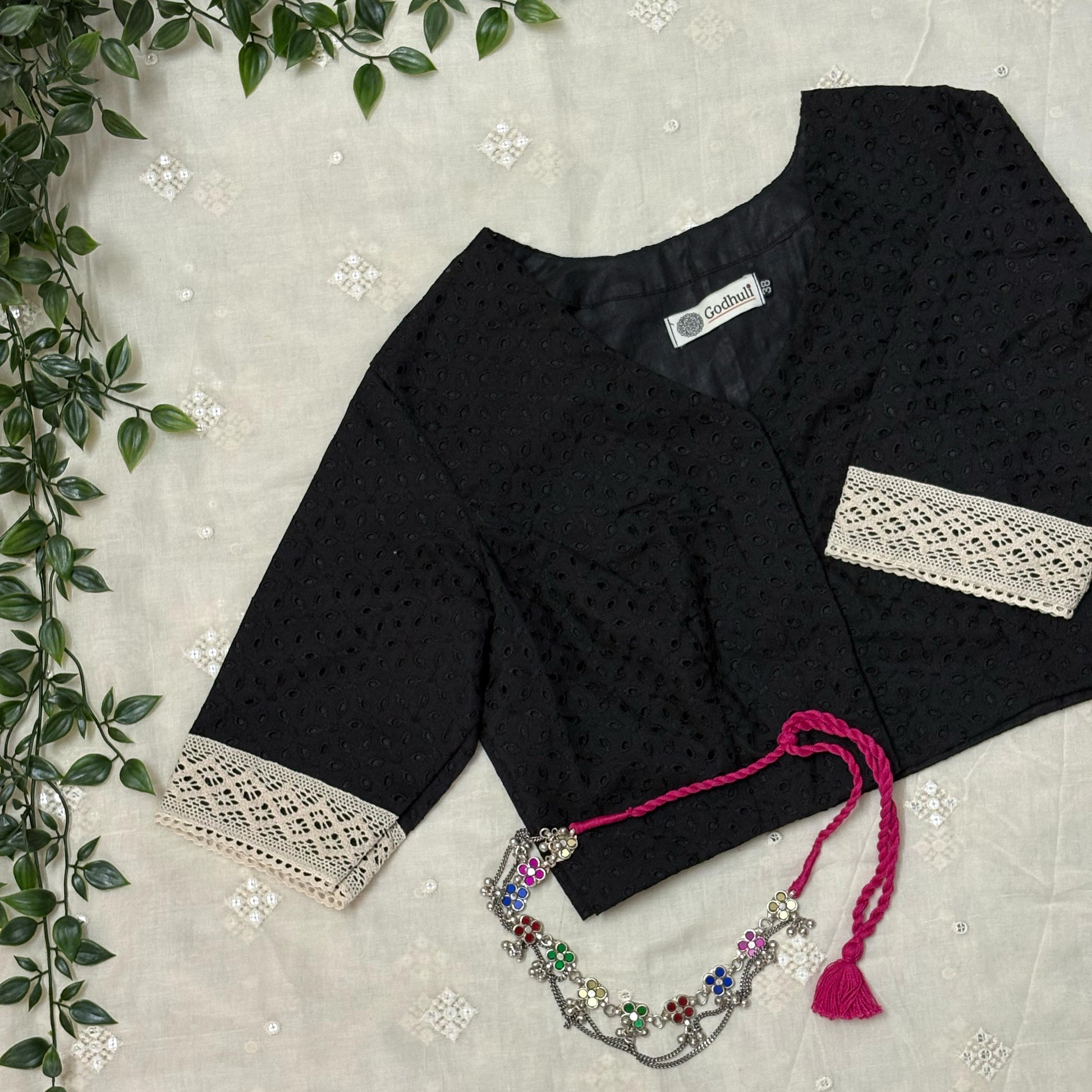  Black Cut Work Embroidered Blouse