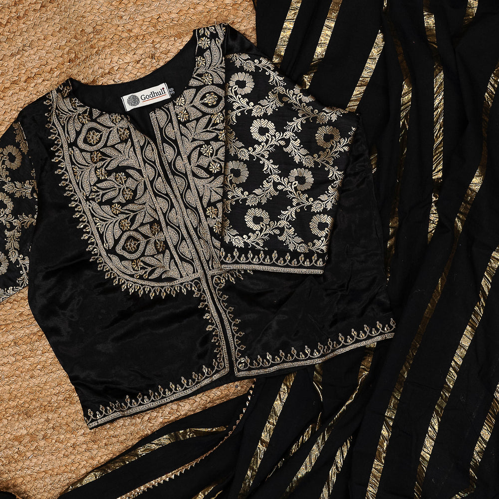 Buy Black Gaji Silk Aari Work Blouse Combo | Perfect for B2B Orders