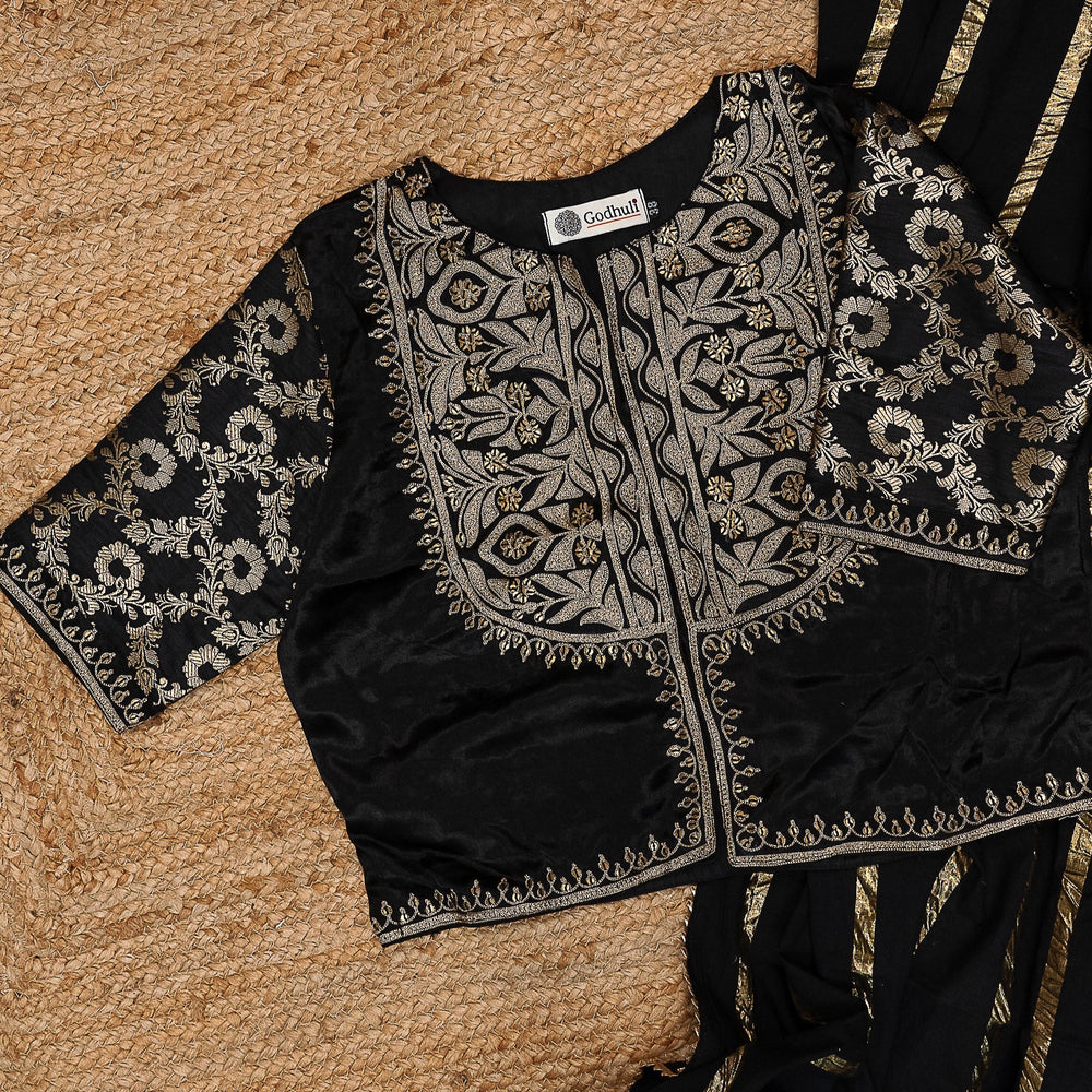 Buy Black Gaji Silk Aari Work Blouse Combo | Perfect for B2B Orders