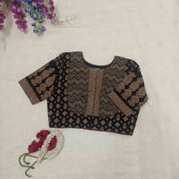 Black Gamathi Yolk Pattern Readymade Blouse | Godhuli