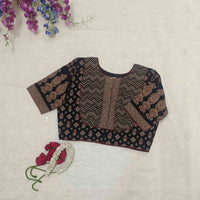 Black Gamathi Yolk Pattern Readymade Blouse | Godhuli
