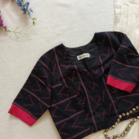 Black Jacquard Readymade Blouse | Godhuli
