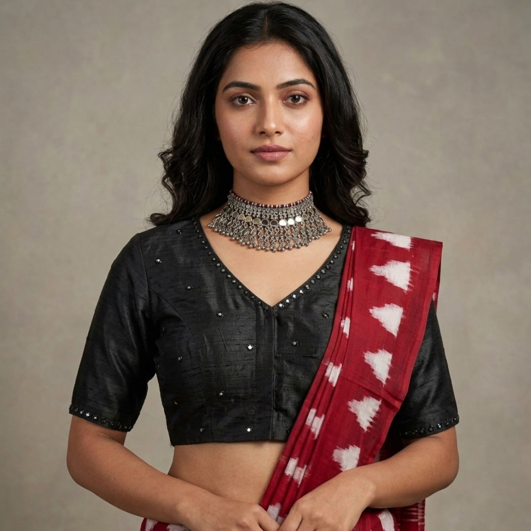 Black Mirror Work Readymade Blouse