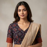 Black Patola Print Ajrakh Readymade Blouse | Godhuli