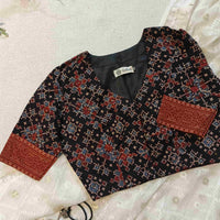 Black Patola Print Ajrakh Readymade Blouse | Godhuli
