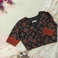 Black Patola Print Ajrakh Readymade Blouse | Godhuli