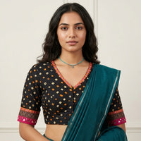 Black Rani Bandhani Mirror Work Readymade Blouse | Godhuli