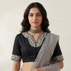 Black Readymade Blouse in off white Aari work Embroidery | Godhuli