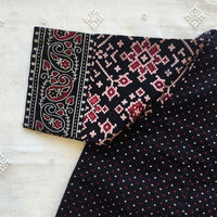 Black Dotted Gamathi Patola Sleeves Readymade Blouse | Godhuli