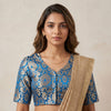 Blue Banarasi Brocade Readymade Blouse | Godhuli