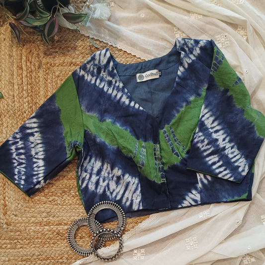 Blue Green Shibori Blouse