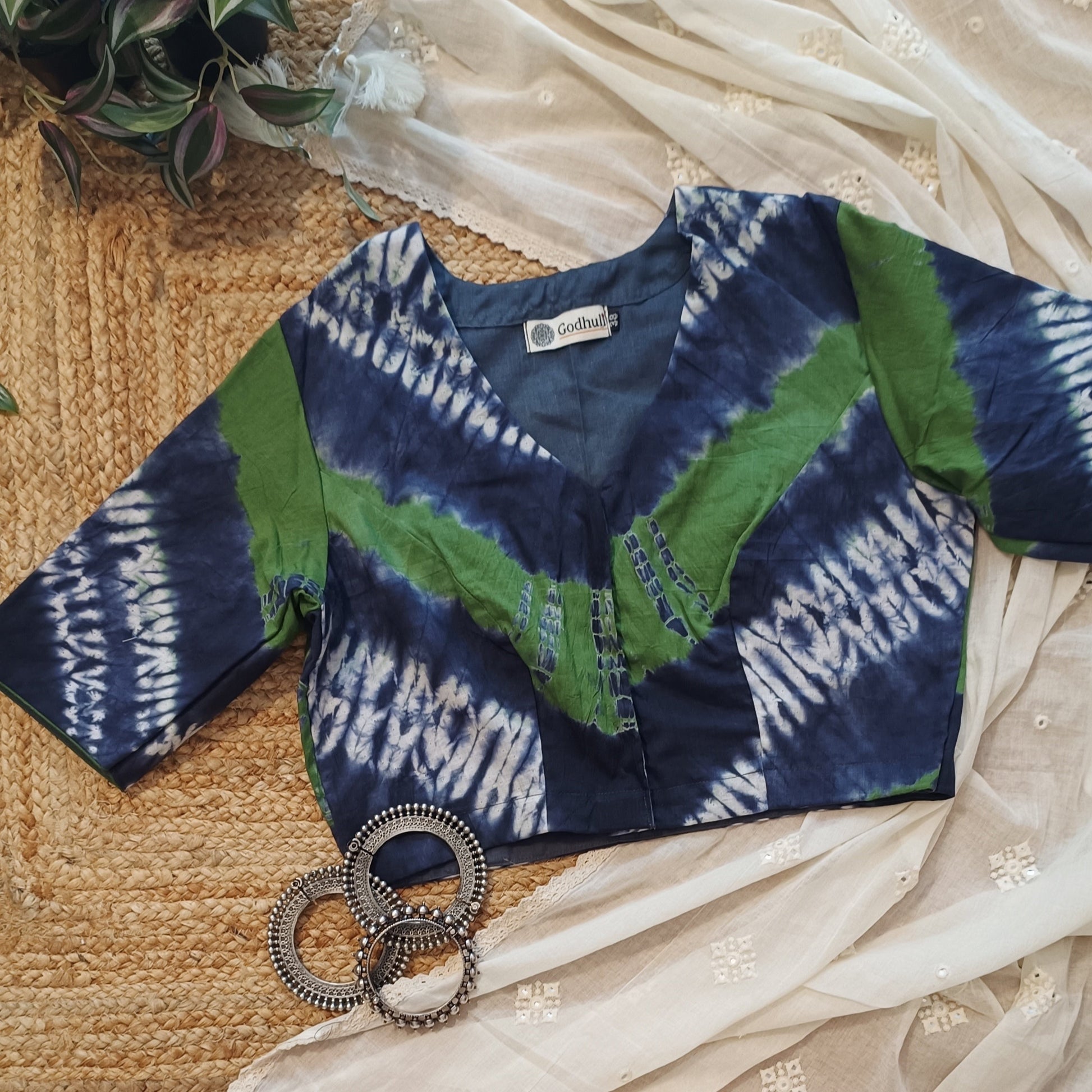 Blue Green Shibori Blouse