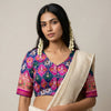 Blue Rani Nari Kunjar Patola Design Readymade Blouse | Godhuli