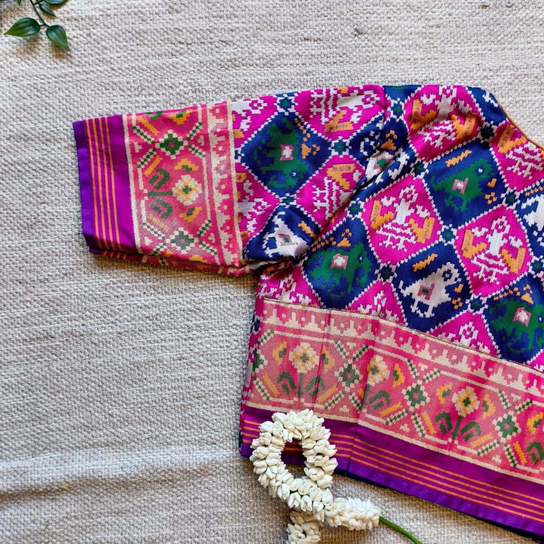 Blue Rani Nari Kunjar Patola Design Readymade Blouse