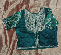 Buy Bottle Green Gaji Silk Aari Work Blouse Combo | Perfect for B2B Orders