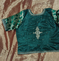 Buy Bottle Green Gaji Silk Aari Work Blouse Combo | Perfect for B2B Orders