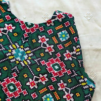 Bottle Green Patola print Dola Silk Readymade Blouse | Godhuli