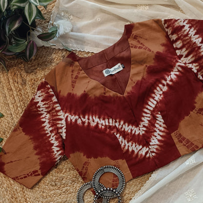 Brown Maroon Shibori Blouse