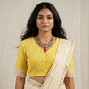 Butter Yellow Cut Work Embroidered Readymade Blouse | Godhuli