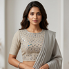 Buy Beige Brown Real Mirrorwork Blouse | Godhuli