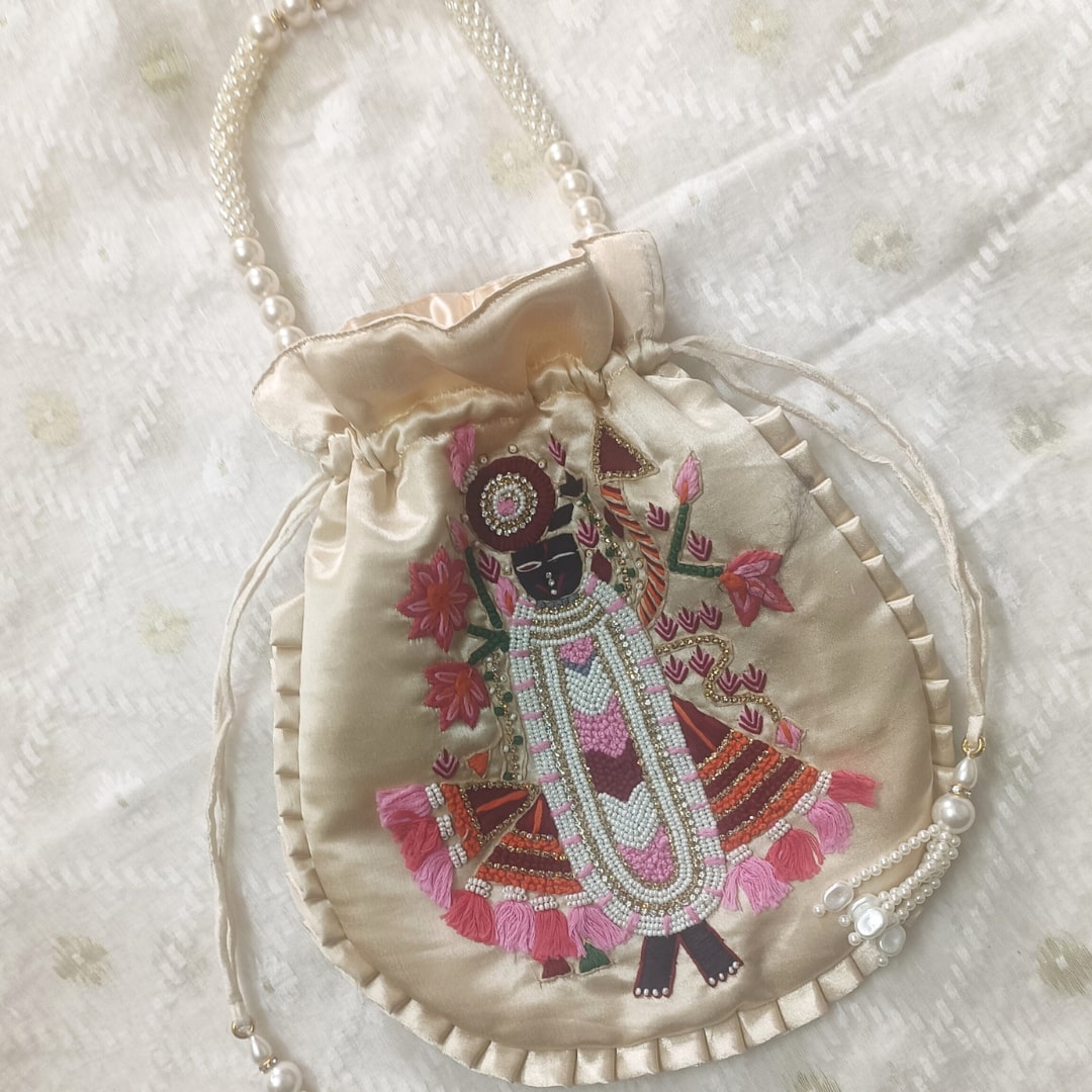 Buy Beige Colour Shreenathji Potli Bag 