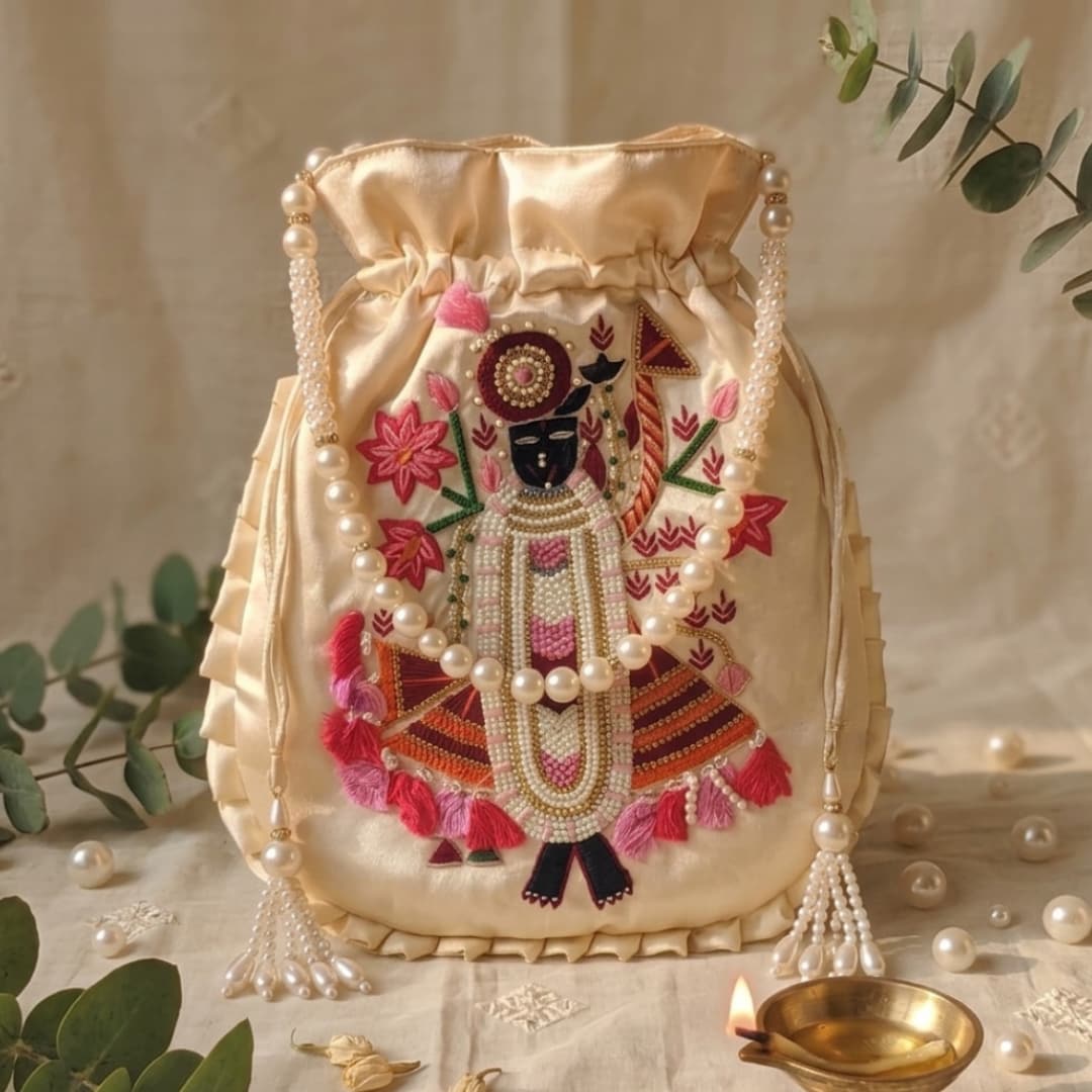 Buy Beige Colour Shreenathji Potli Bag