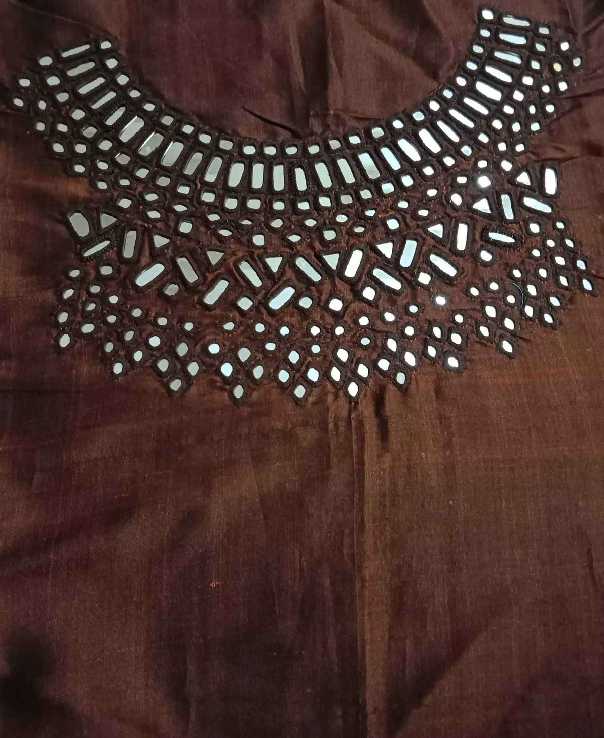 Buy Coffee Brown Real Mirrorwork Blouse
