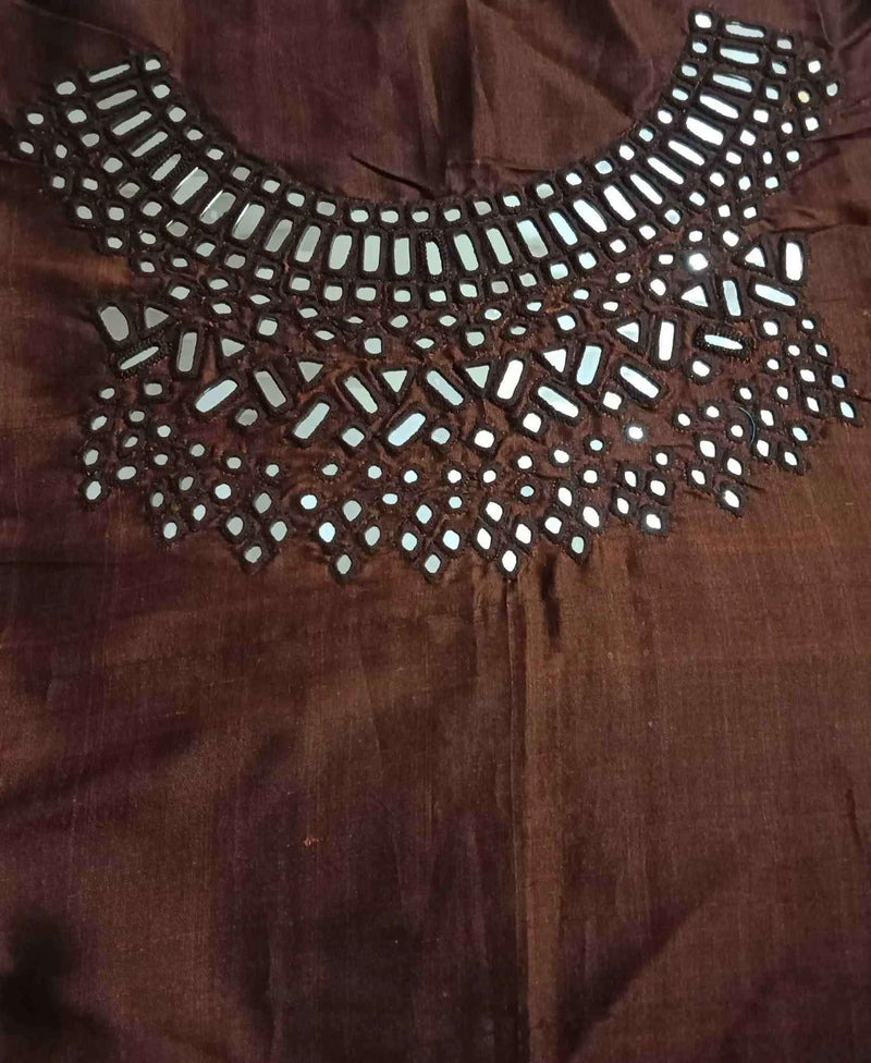 Buy Coffee Brown Real Mirrorwork Blouse | Godhuli