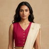Buy Fuschia Pink Cut Work Sleeveless Blouse | Godhuli