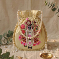 Buy Golden Tissue Shreenathji Potli Bag | Godhuli