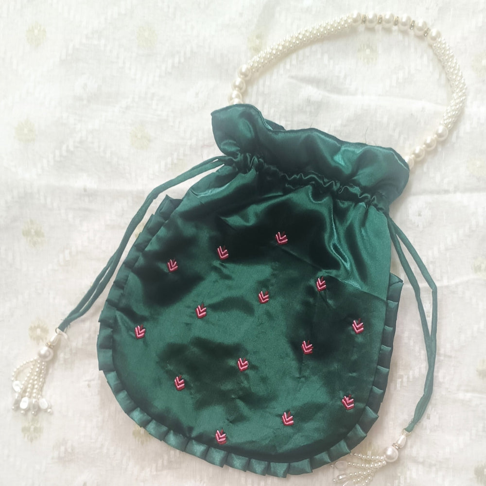 Buy Green Colour Shreenathji Potli Bag | Godhuli