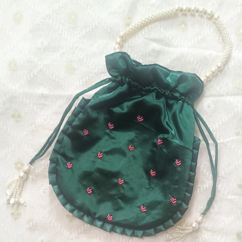 Buy Green Colour Shreenathji Potli Bag | Godhuli