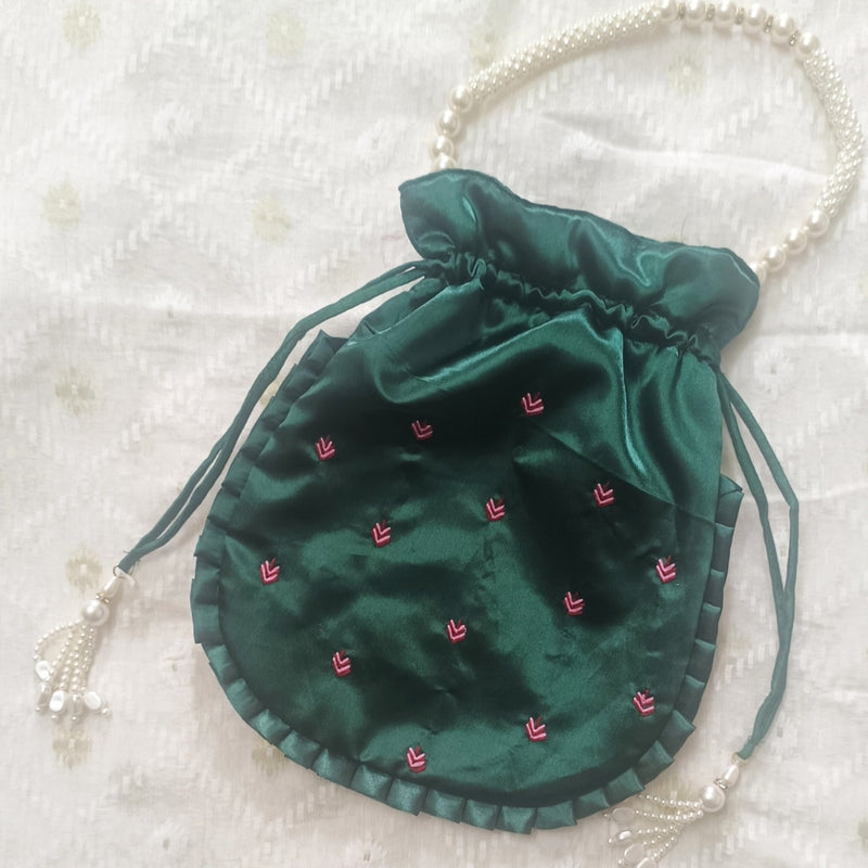 Buy Green Colour Shreenathji Potli Bag | Godhuli