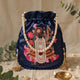 Buy Navy Blue Colour Shreenathji Potli Bag | Godhuli