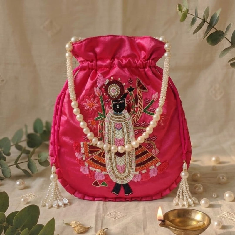 Buy Rani Colour Shreenathji Potli Bag | Godhuli
